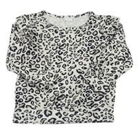 Smotanové tričko s leopardím vzorom a volánikmi