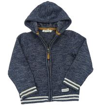 Tmavomodrý melírovaný prepínaci sveter s kapucňou H&M