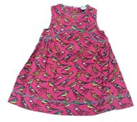 Fuchsiové menšestrové šaty s vtáčky Miniclub