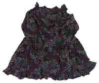Čierne kvetované ľahké šaty s volánikmi George
