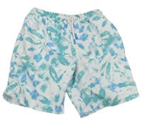 Bielo-modro-zelené batikované plážové kraťasy Primark