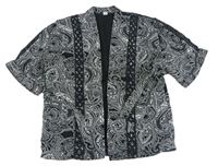 Čierno-biely vzorovaný cardigan s opaskom River Island