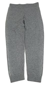 Šedé pletené tepláky s kamínky Primark