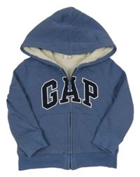 Šedomodrá prepínaci zateplená mikina s logom a kapucňou zn. GAP