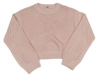 Ružový perforovaný crop sveter H&M