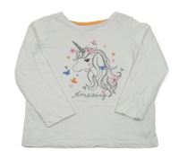 Biele tričko s jednorožcom Primark