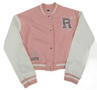 Růžovo-bílá crop baseballová mikina s písmenem River Island