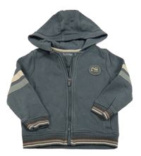 Šedo-béžovo-khaki propínací mikina s kapucí Nutmeg