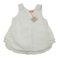 Nové - Biele huňaté šaty s nařasenými boky