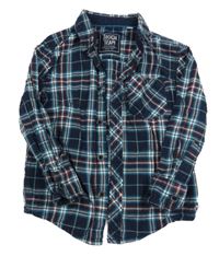 Tmavomodro-bílo-vínová kostkovaná košile C&A