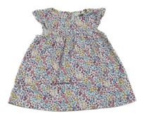 Bielo-farebné kvetované menšestrové šaty s ježkami Jojo Maman Bébé