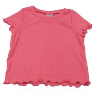 Ružové rebrované úpletové tričko
