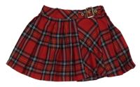 Červeno-tmavomodro-biela kockovaná skladaná sukňa Primark