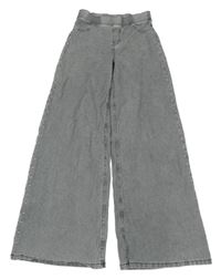 Šedé široké tregíny riflového vzhledu s kamínky H&M