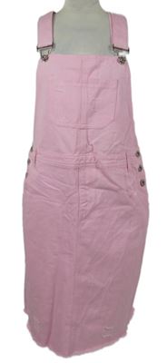 Nové - Dámské růžové riflové laclové šaty s prošoupáním 