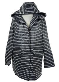 Dámský tmavomdorý proužkovaný nepromokavý kabát s kapucí New Look 