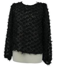 Dámska čierna šifónová trblietavá blúzka s strapcemi Studio