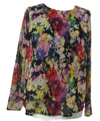 Dámska farebná vzorovaná šifónová blúzka s mašlou H&M