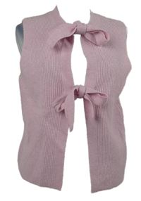 Dámská růžová svetrová vesta na zavazování Pieces