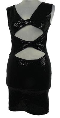 Dámske čierne slávnostné flitrové šaty s prestrihmi Zara