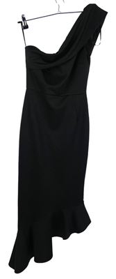 Dámské černé pouzdrové asymetrické šaty s volánem Asos