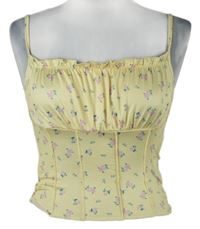 Dámský žlutý kytičkovaný crop top Shein 