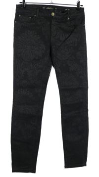 Dámské černé květované slim rifle Zara 