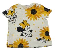 Biele kvetinové tričko s Minnie a Daisy Disney