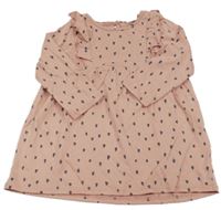 Svetloružové vzorované bavlnené šaty s volánikmi H&M