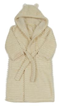 Béžový chlpatý rebrovaný župan s kapucňou Mothercare