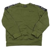 Khaki mikina s logom a proužkem zn. Champion