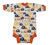 Bielo-červené neoprenové body so slonmi