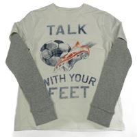 Bílé triko s míčem a šedými rukávy GAP