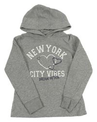 Svetlosivá mikina s nápisom a kapucňou Pepperts