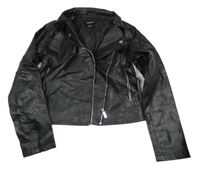 Čierna koženková crop bunda Reserved