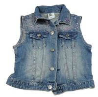 Modrá rifľová prepínaci vesta s plíšky H&M