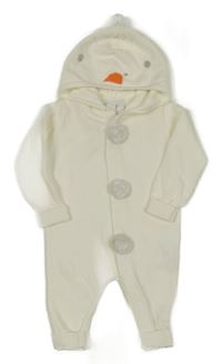 Biela pletená kombinéza s kapucí- sněhulák