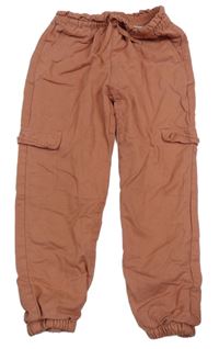 Růžové plátěné cargo podšité kalhoty H&M