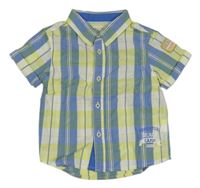 Modro-žluto-bílá kostkovaná košile s nášivkou 