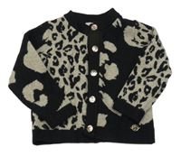 Černo-šedý propínací svetr se zvířecími vzory River Island