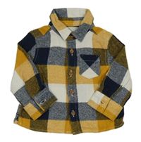 Okorovo-modro-biela kockovaná košeľa Primark