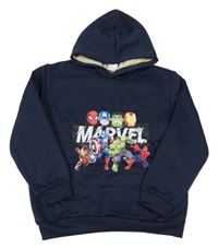 Tmavomodrá mikina s hrdiny Marvel a kapucňou