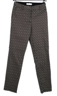 Dámske čierno-bielo-červené vzorované nohavice H&M