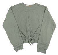 Khaki crop mikina s uzlom H&M