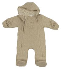 Béžová prešívaná zateplená kombinéza s nápisom a kapucňou Mamas&Papas