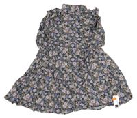 Nové - Khaki-lila květované šaty Dunnes Stores