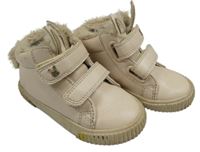 Béžové koženkové kotníkové zateplené boty vel.22