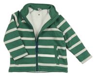 Zeleno-bílá pruhovaná propínací zateplená mikina Tu