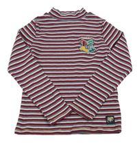 Vínovo-bílo-modré pruhované žebrované triko s nášivkou - Harry Potter M&S