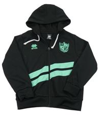 Čierna športová prepínaci mikina s erbem a kapucňou